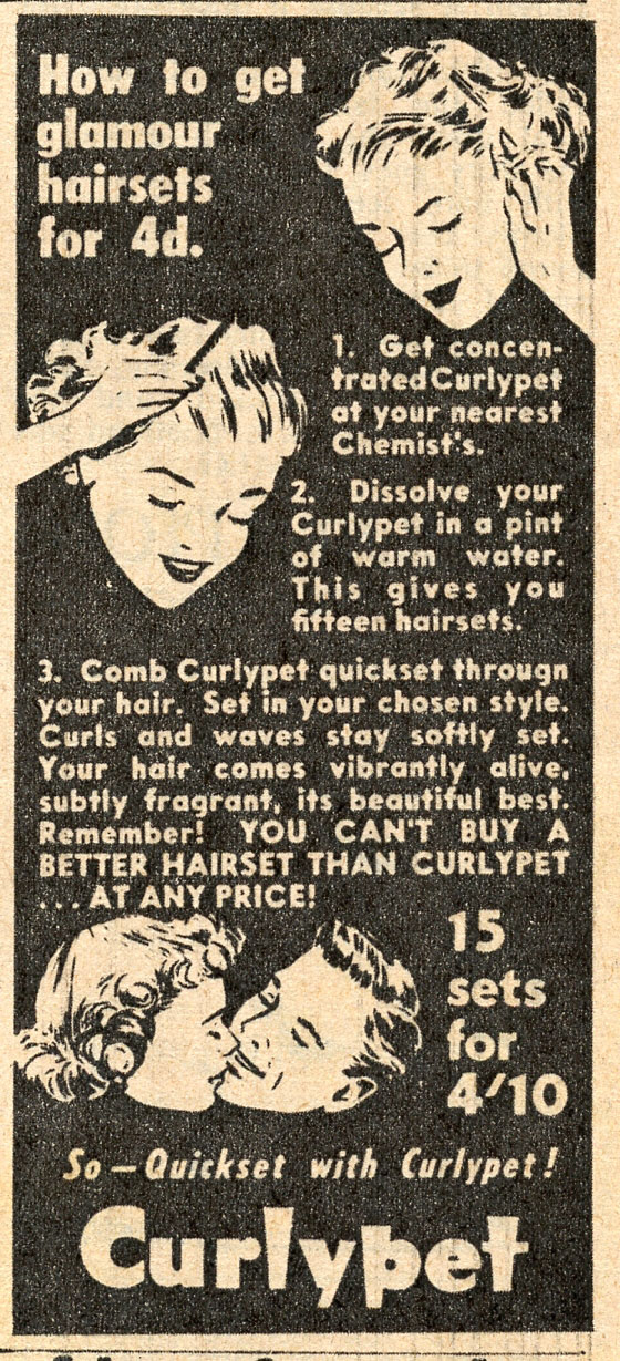 Ad for hair curling chemicals